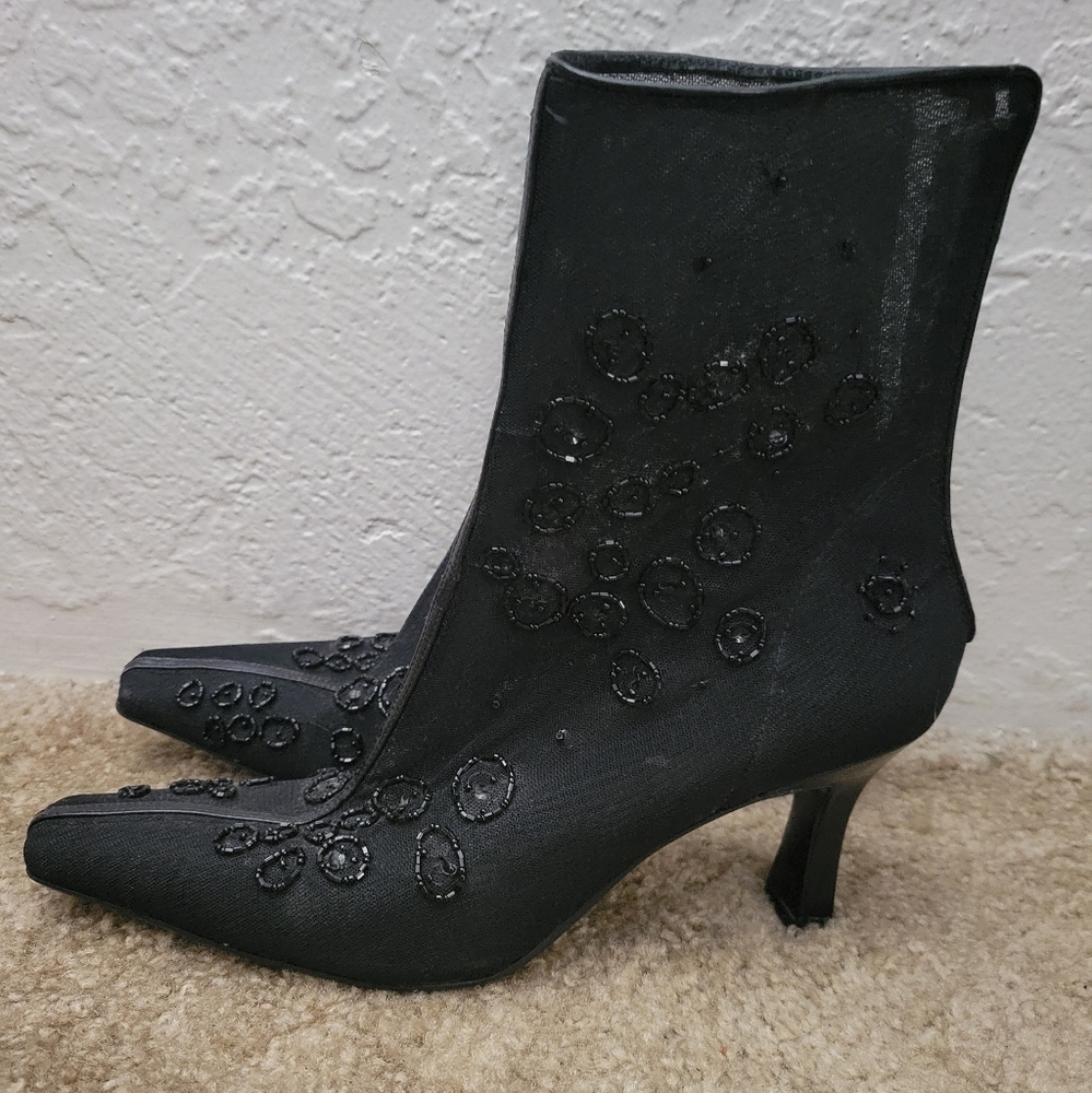 Enzo Angiolini Mesh Beaded Booties Size 8.5